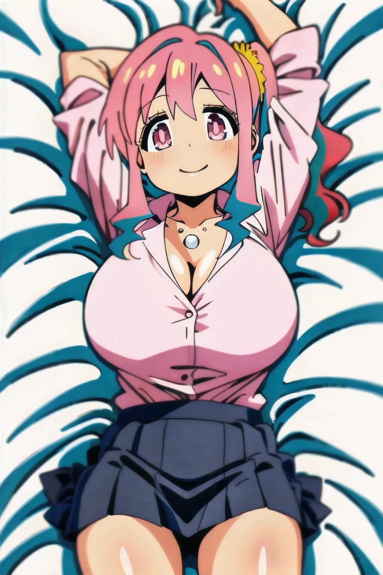 Masterpiece, high quality, 8k, ultra detailed, detailed face, (large breast),1girl, pink hair, (best quality:1.3), sakura, large breasts, (smiling, blushing:1.1), (pov), (grabbing breasts:1.8) standing, blush, bright eye, outdoors, (detail face), jeanfavonian, stand up straight, smile, (armpits poses)