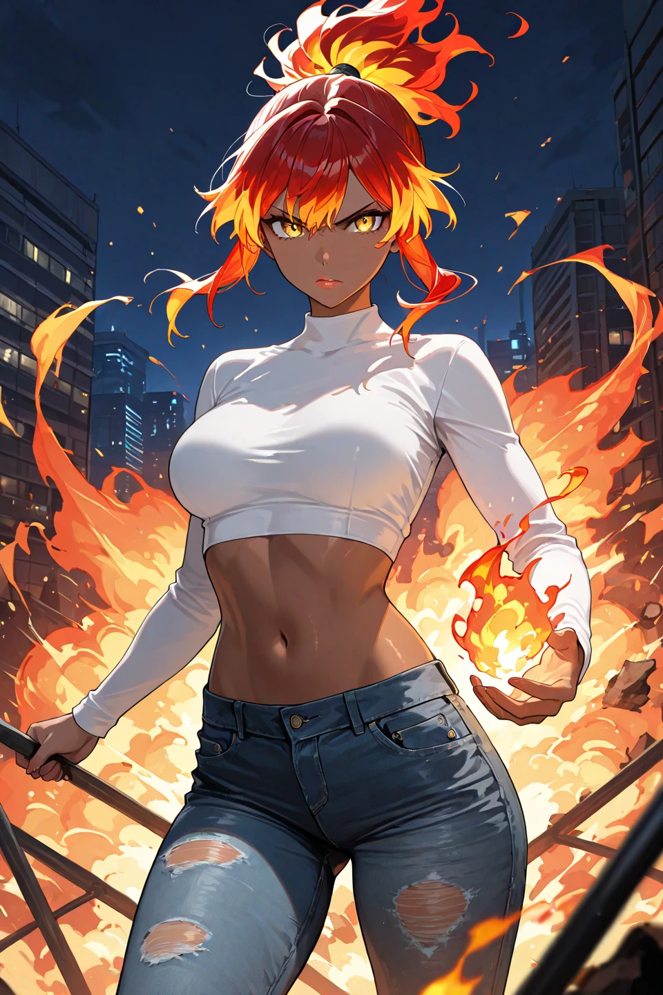 Woman, Ryomen Sukuna, high qualiy, lighting, anger smoke