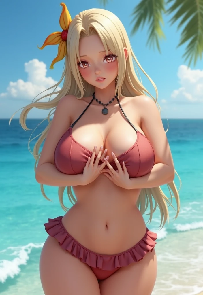 Pussy older sister Big Breasts Bright bikini Nipples Two-tone hair Multiple Girls