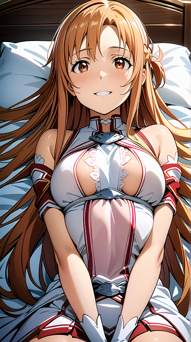 {{{masterpiece}}}, {{{best quality}}}, {{ultra-detailed}}, {illustration}, {{an extremely delicate and beautiful}}, (beautiful detailed eyes:1.6), extremely detailed face, 8k, nsfw, Yuuki Asuna(sao), Eft_sao_asuna, long hair, brown hair, braid, brown eyes, bare shoulders, armor, breastplate, white sleeves, detached sleeves, red skirt, pleated skirt, white thighhighs, thighs, zettai ryouiki, BREAK, NSFW, A man and a woman are having intense sex that drives them crazy, ((1man and 1woman,having sex)), (SEX:1.5), (reverse suspended congress:1.3), Rear cowgirl position, straddle the waist, {{{penis into pussy}}}, stomach bulge, hetero, sex with men, nipples, large penis, veiny penis, testicles, sex from behind, open vagina, clitoris, nail, {{{grab thighs}}}, spread legs, {{open vagina, spread pussy, pussy, clitoris glans, urethra, vaginal opening, labia minora, uterus, smooth pussy}}, taking off clothes, open clothes, Open shirt, open jacket, lift up jacket, breasts, nipples, lift up skirt, blush,open mouth, embarrassed, naughty expression, raise your legs, M-shaped spread your legs, {{{uncensored}}}, Handsome young man, interracial, netorare, hug behind, male body, face-to-face