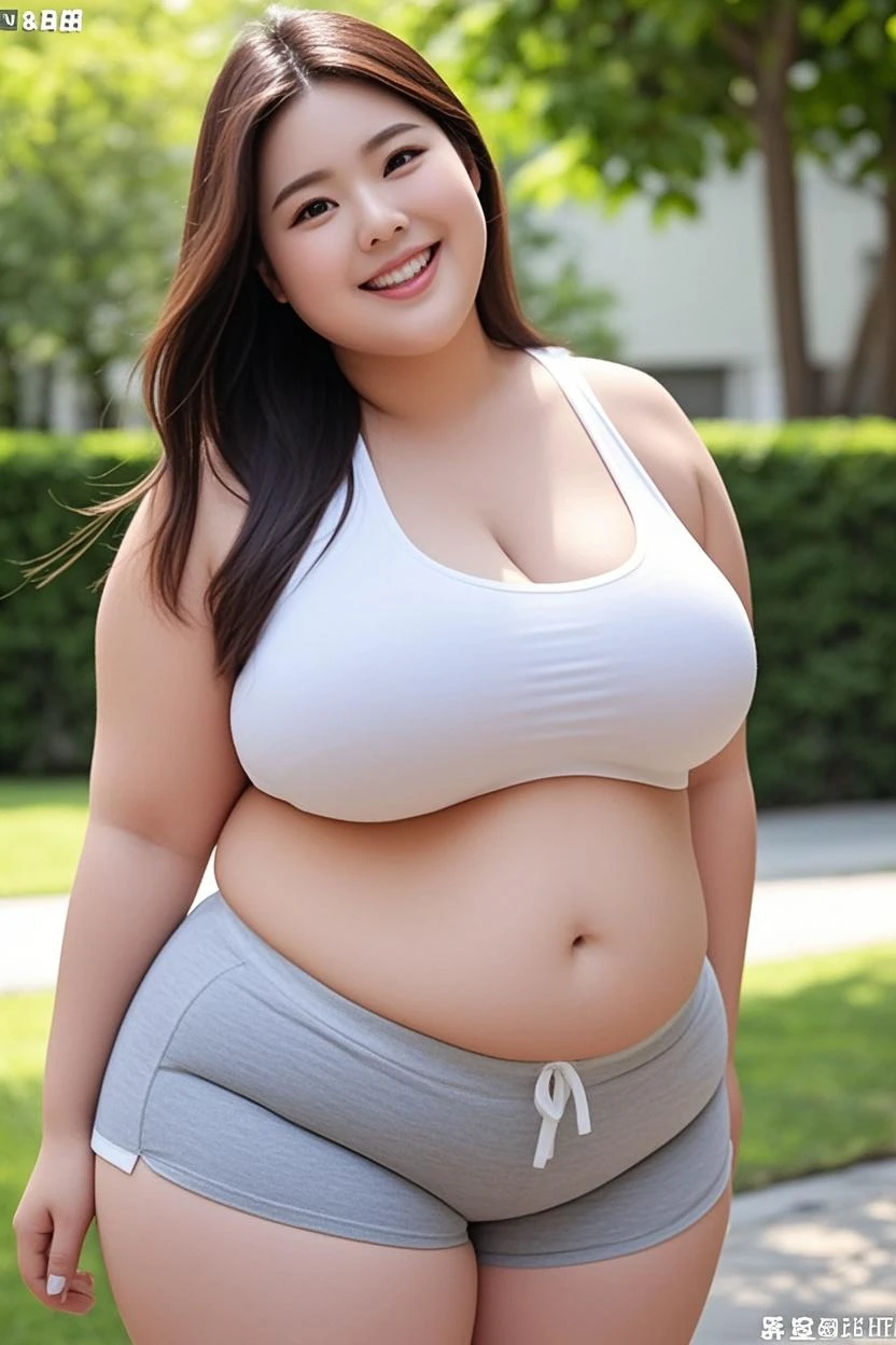 Plump woman in white bikini standing on tropical beach, Angela White, close-up half body shot, beautiful thick woman, beautiful curvaceous woman, thick body, curvaceous hourglass figure, clear curvaceous details, plus size woman, close body shot, sensual body, she has a swaying fat round belly, curvy, curvy. detailed