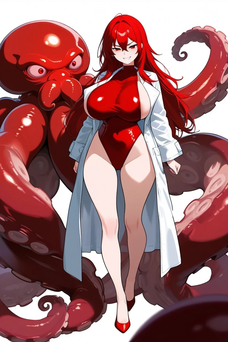 A beautiful anime-style girl with short orange hair,(((detailed)))Yellow Eyes,Transparent hair,short hair,Bright Face,smile,Delightful beautiful girl,(((detailed)))メリハリあるグラマスボディのLori,Lori,Big Breasts,(((detailed)))A beautiful immoral girl in a provocative orange and red bikini,Micro Bikini,Shorts,Pale skin,(((detailed)))Full Body Shot,octopus,Countless tentacles wrapping around the body,Tentacles that wrap around hands, feet, etc.,(((detailed)))fog,Red Moon,Mysterious Flower,Dark Seaside。