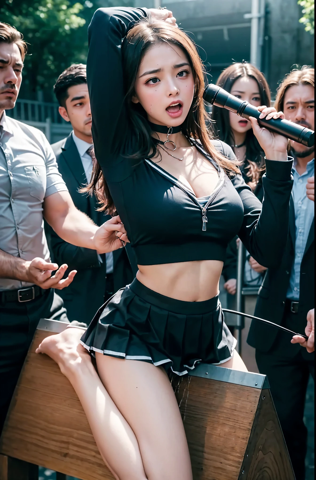 (molesting:1.8)、Kpop Idol、beauitful face、Dress like KPOP、grabbing on breasts、(Park at night:1.2)、grab the ass、multiple men around her grabbing her breasts、grabbing on breasts、Multiple hands、​masterpiece、top-quality、ighly detailed、molesting、Crowd of men、Crowd Surfing、face very realistic、Very realistic eyes、very large crowd of men around her、Who grabs her body々、breasts squeezed、 molesting、​masterpiece、top-quality、ighly detailed、1girl in、Multiple hands、grabbing ass with crazy crowd、grabbing on breasts、Cut the skirt、revealing white panties、men all around her、Squeeze the body、many people grabbing breasts、getting beat up、Clothes Pulling、Extremely wet and sweaty、suffer、crying how bright、(No women in the crowd:1.5)、Men holding necks、frombelow、Skysky