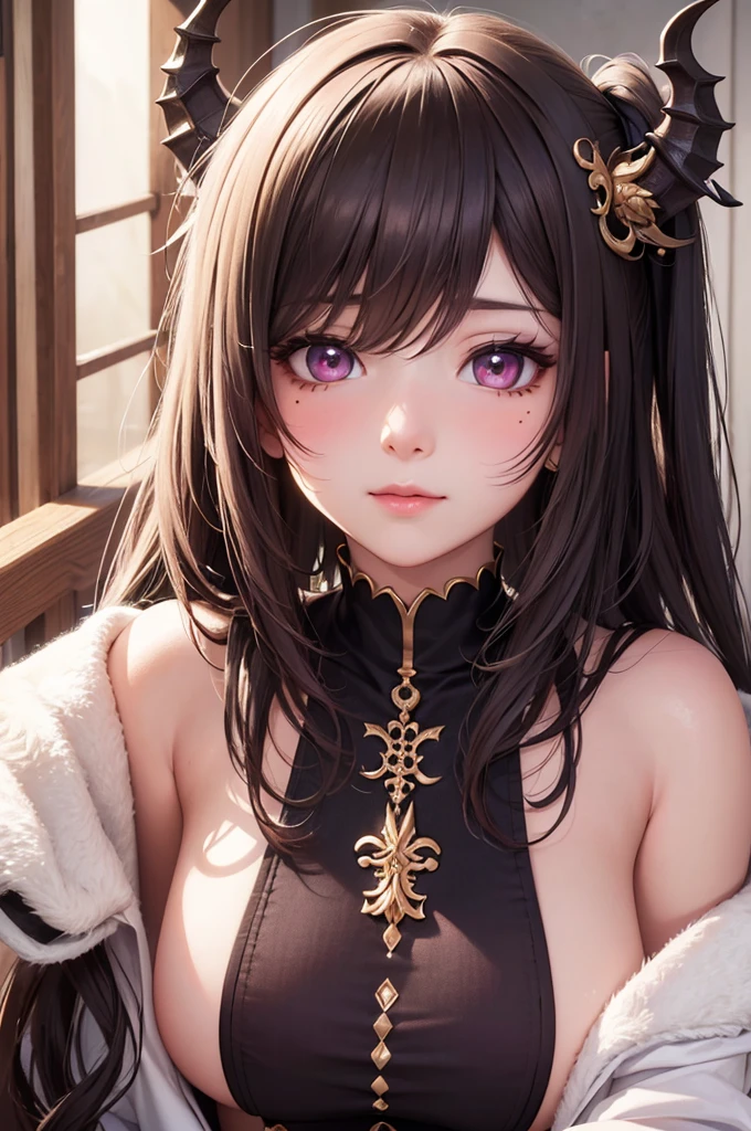 masterpiece, best quality, 1girl, fractal art, colorful, upper body, multicolored hair, purple eyes, animal ears,