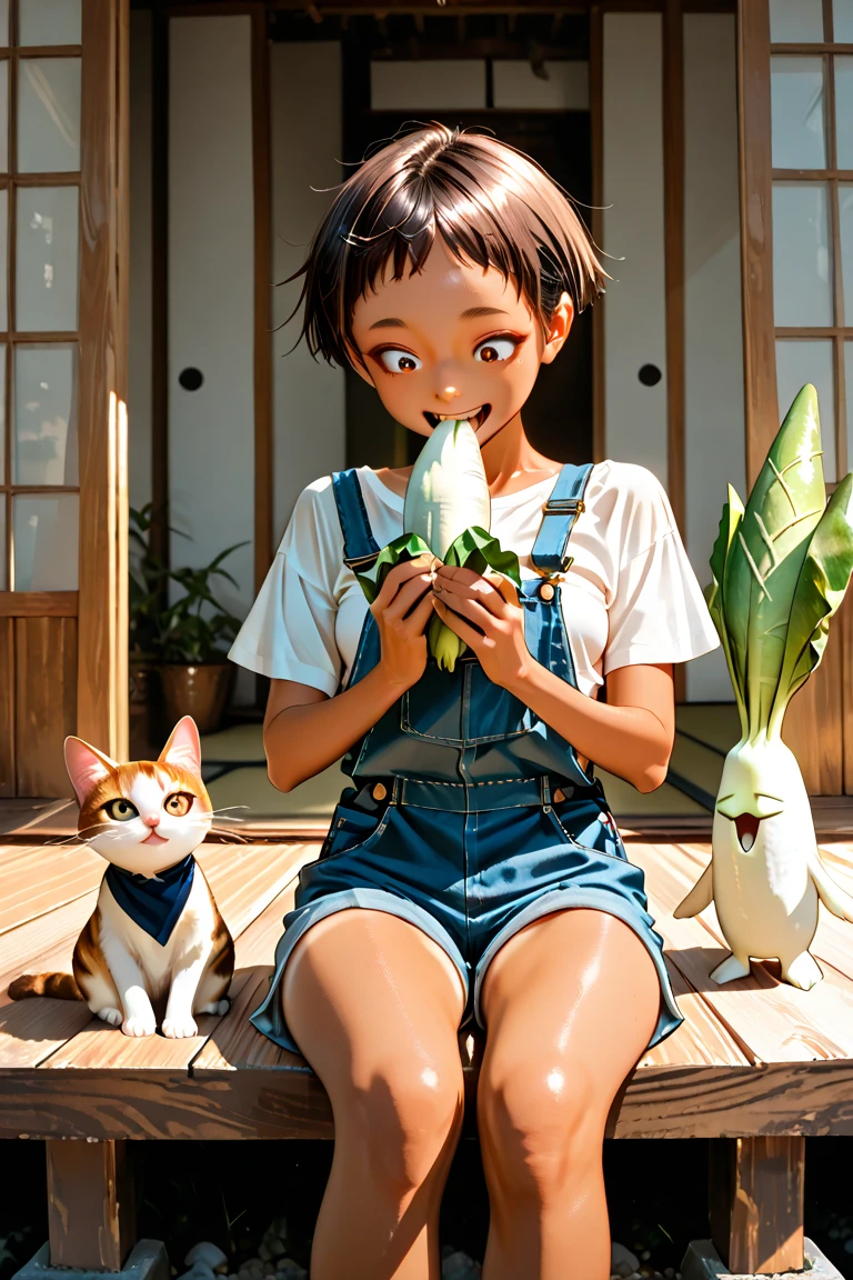 Character, oriental lady model, A skinny young girl wear a Lulu lemon yoga clothes,(cotton texture and light color), sat on the ground, The background is the Nordic forest with Broad vision,A cute pet stayed with her,short hair,Very bright eyes(detail on eyes), Lighting details, Anime style with defining strokes, light background with The rising sun, 8K, hyper HD, severe low lighting, High quality, Sharp focus, Fujifilm XT3