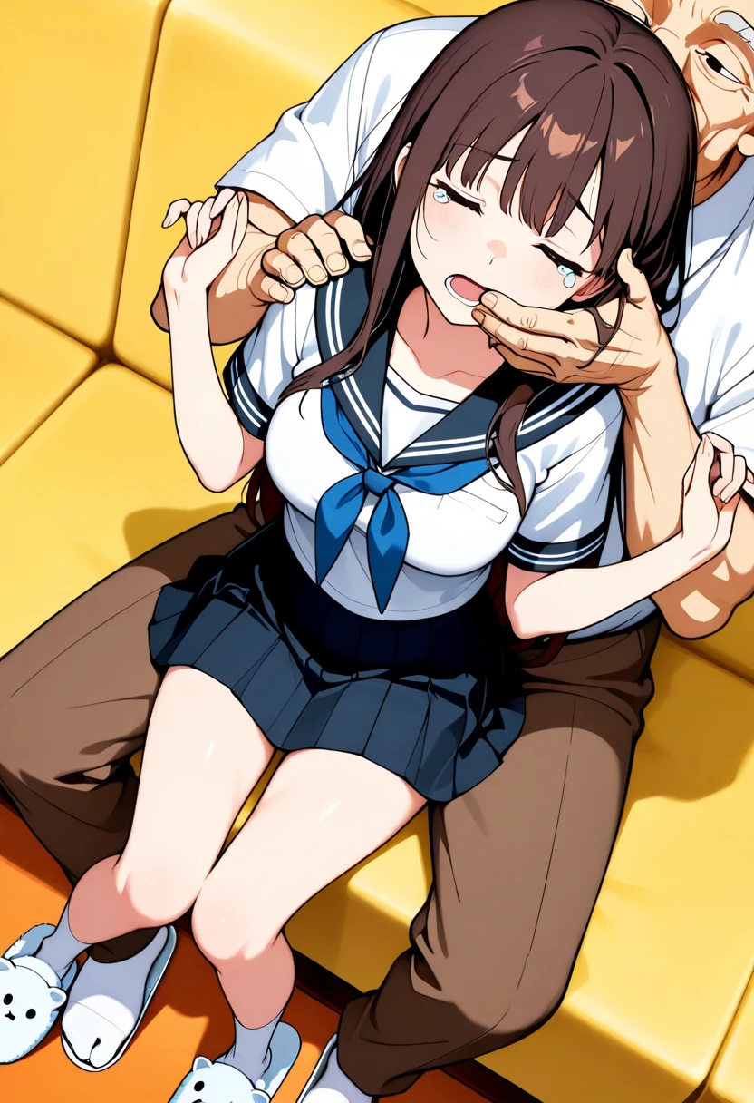 (1 boy, 1 girl), a age school girl in mixed bondage wrestling with a teenboy, they are roughly the same age, the school girl is wearing a red pleaded careered skirt and a black pullover, the girl has a is a bit smaller than the boy, the girl has shoulder long hair, the boy is wearing casual clothes, teenage hogtied and struggling against the ropes, school girl applying more ropes to the teenage boysy, blushing boy dominated and controlled by the girl, the girl is smiling and laughing and tries to humiliate the teenage boy, thenage boy is blushand ashamed and is gritting his teeth, he desperately tries to break free but to no avail, the boy struggles and squirms against the ropes, the girl is sitting on top of the teenage boy to prevent hrom moving and has ropes in her hands and uses them to tie up the arms of the teenage boy behind his back,arms of the teenage boy are completely tied nd his back in lots of ropes, the teenage boy looks very embarrased anhamed, the girl is saying „this must be embarrassing for you“ , huge struggle, many viewers watching, wrestling ring,intricate rope work, teenage boy blushing and ashamed, dramatighting, highly detailed, photorealistic, 8k, masterpiece, teenage school girl vs teenage school boy, fm, power, control, beaul teenage girl, detailed faces, teenage boy aggresiveled up by teenage girl, lots ofe, perfect eyes, detailed faces, sq and struggle marks arround the boy