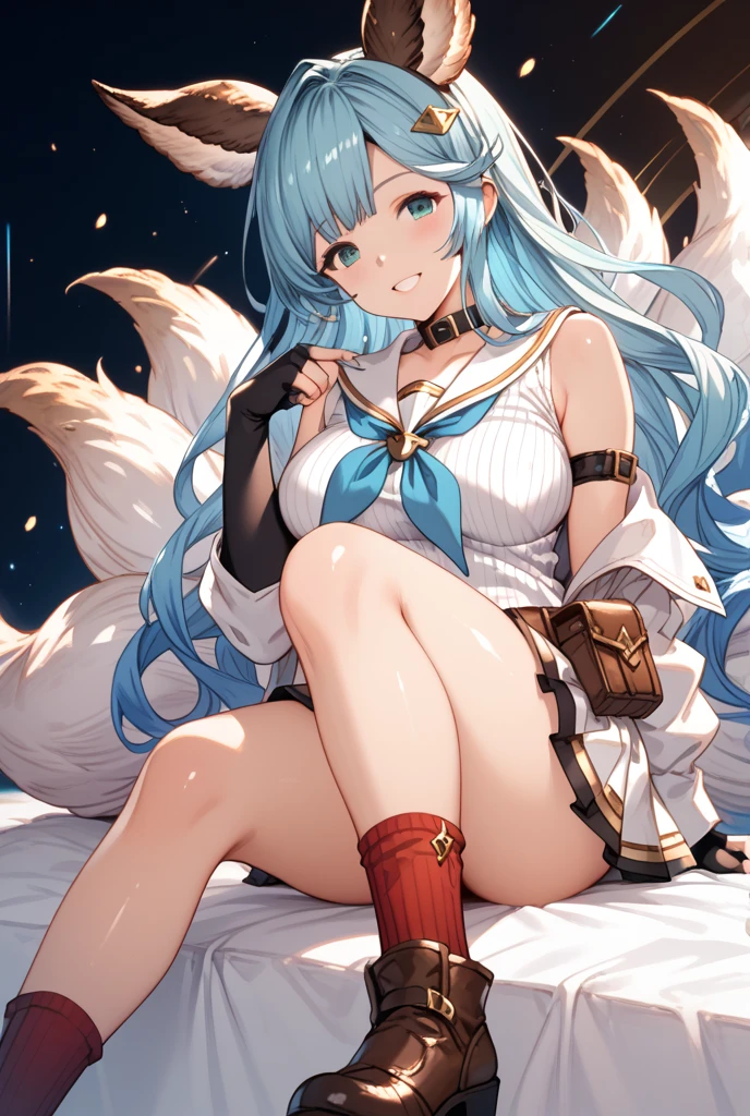 Anime style. Girl. The world of swords and witchcraft. angel. White underwear. feater. Miniskirt. Big tits. Mansomi. enraptured. lying down，Open the crotch，Full body view，Bedrooms，Squat on the bed，Raise your legs and spread them outward，Delicate and beautiful face，weeping，is shy（Can't help it，climaxing）of expressions，beak（slightly opening ey，Spit，Hot gas），，Long fluffy blue and white hair，Loose and transparent pajamas（Tore，Breakage），Ruddy complexion，open waist，Golden ratio figure（Trembling， relaxing），No pants（No skirt，vacuum，No close-fitting pants，moisty），legs are open（（Leakage of female genital organs（closeup cleavage）），Seductive pose（missionaris position），Leakage of female genital organs，urinating，Can't help it（Pee out），A large amount of liquid spews out，Accompanied by transparency，ropy，liquids，A large number come out of the female genital organs，Peeing wet sheets appear（Cleavage is seductive）