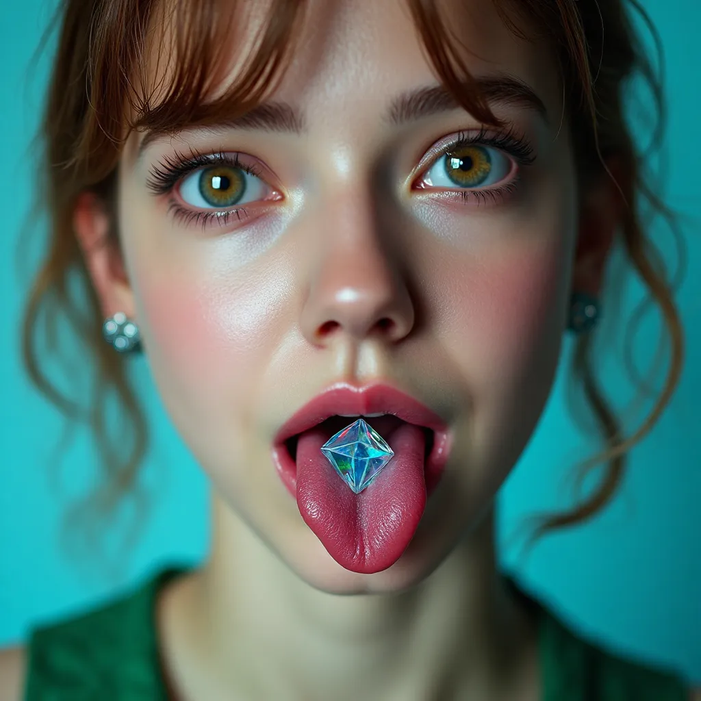 Cô gái lưỡi to khoe lưỡi đeo khuyên