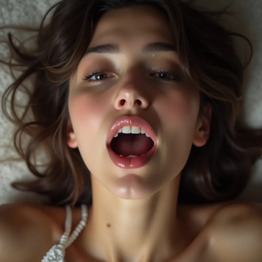 (((shoot from above, having sex, lying, head down, naked, spread legs))), masterpiece, photo, realistic, high quality, 8K, 1girl, very young girl, 1boy, penis of boy, naked girl, on bed, (((upper body, closed eyes, scream with orgasm, look at viewer))), (((ejaculation, cum inside vagina, semen from vagina))),