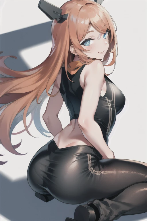 gonzarez, masterpiece, , 1girl, solo, , green eyes, orange hair , side ponytail, bunny girl , gloves, 4k , cute face, 