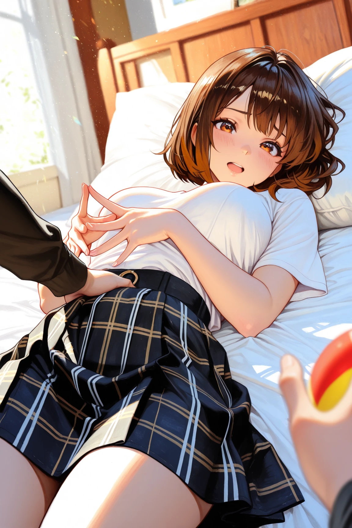 ペニスを舐めている A close-up of a cute girl in a lewd pose, spreading her pussy so wide you can see the hole inside