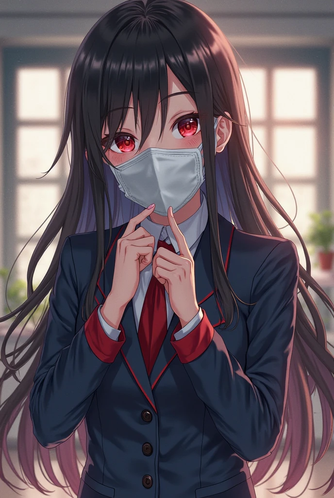 (Tabletop:1.0), (highest quality:1.4), (High resolution:1.2),(Latex lace mouth mask:1.3), Open your mouth, ,Sharp contours, boyish, highest quality, masterpiece,Glasses,Voice of the Heart,20-year-old woman,yandere,Big Breasts,Chest to chest,Lying face down,Ecstasy,saliva,blush,Squint your eyes,Heterochromia iridis,Tuck up your clothes,lure,under shot,skirt lift,zettai ryouiki,open clothes