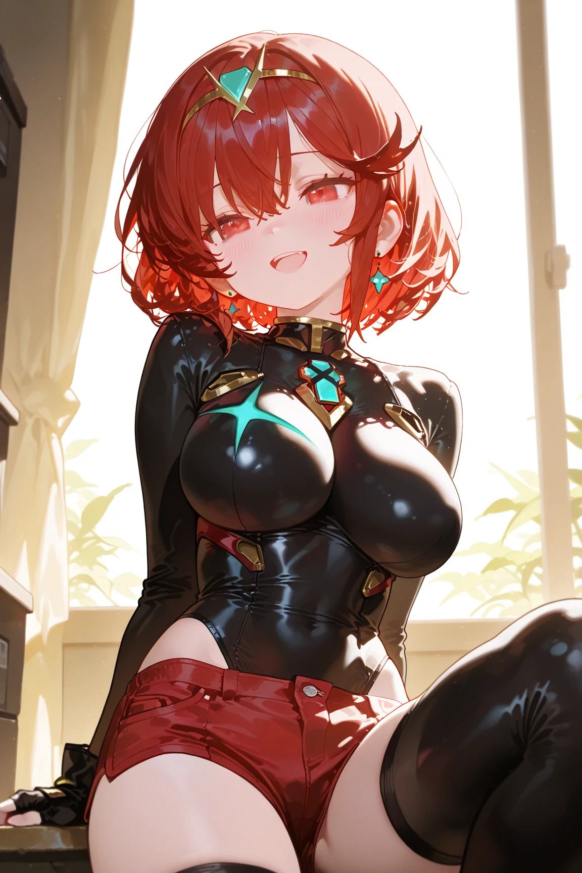 Wearing red spats、Spreading legs、M-shaped legs、opening legs、A sexy