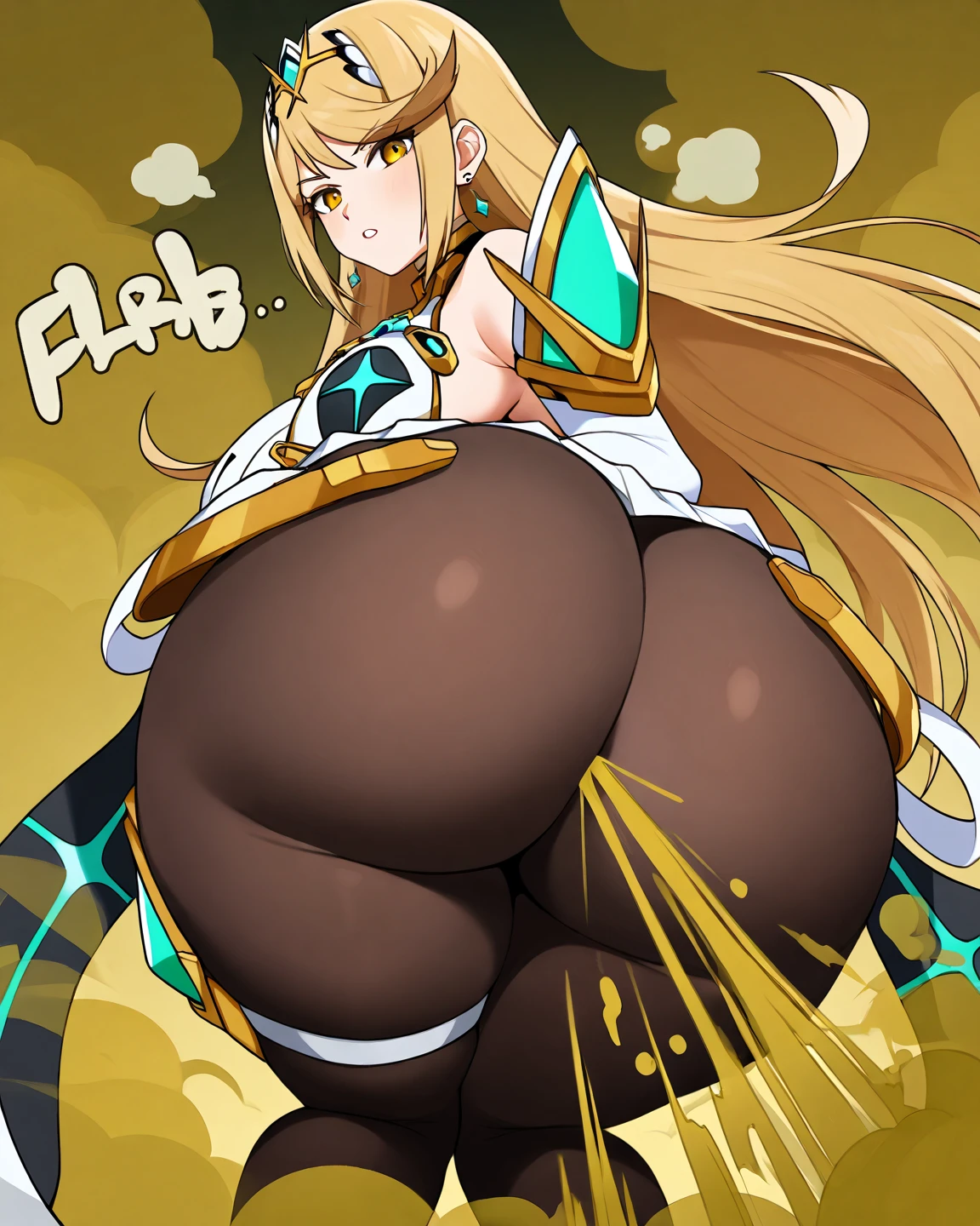 blonde-haired girl, beautiful curves, scandinavian, viking clothing, strong, feminine, thin waist, flowing full hair, tanktop, cleavage, gigantic breasts, tight clothes, (gigantic butt:1.5), (cameltoe:1.2), serious facial expression, rpg art style, fantasy art style