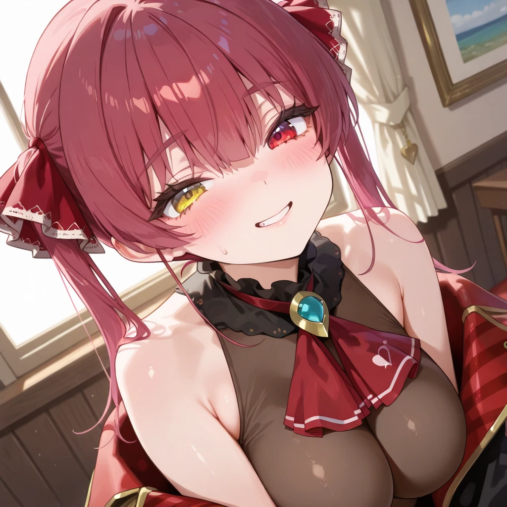 Teary-eyed, red blush, being rape, large full breasts, Nipples are visible,