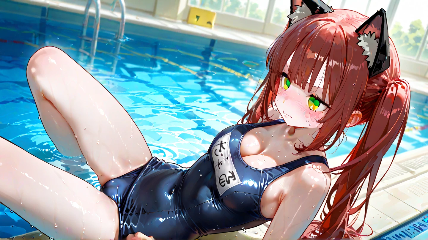 score_9, score_8_up, score_7_up, source_アニメ, sakimiya iruka, red hair, green eyes, one side up, medium hair, green scrunchie, hair ornament, shiny skin, rating_explicit, big breasts, large ass, Race Queen, highleg, (cry:1.2),(tears:1.3),(open mouth, shout),(sweat:1.2), (steam on body, heavy breathing), (trembling:1.4), drooling, bouncing breasts, unaligned breasts,(motion lines:1.5), motion blur,(pussy juice, Squirting:1.5), (arched back), (troll:1.2), (2men, vaginal penis, leg up, standing split), 2penises,(huge penis:1.5), (head grab:1.2), (cum in mouth, cum on tongue, facial, cum on hair), projectile cum, cum string, excessive cum, pole dance, on stage,