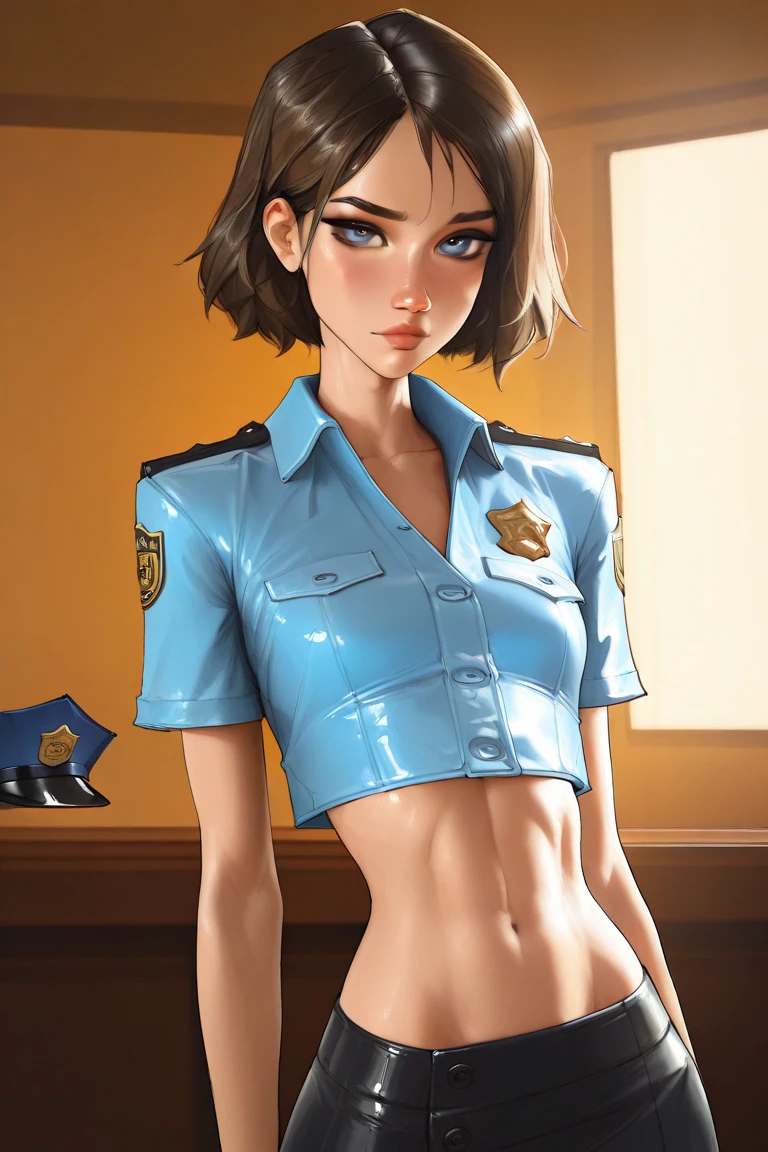 photograph, Young, very thin, fighter, tattooed, very beautiful, with deep-blue short hair, with black fighter's little flannel with logo of the skull, gray pair of pants, the urban cap, and pink, serious- and- very- penetrating- look booties causing fear exaggerated, in pocision of fight (with city of cyberpunk of bottom) and Dr. House, Anime Eyes, Tranquil, film grain, Fuji superia 400, F/8, deep red lightning bolts