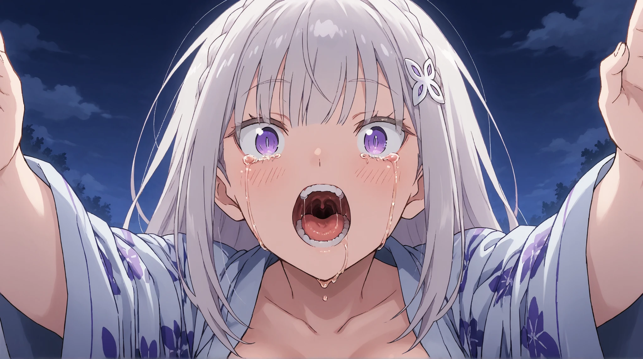 NSFW、Long Hair、とてもLong Hair、Hair between the eyes、Red eyes、Bright pupils、Multicolored eyes、Multicolored Hair,Small breasts,Tattoo,(Iron Collar:1.5),(Perfect hands),(Perfect ???????),(masterpiece),(highest quality),(Embarrassed:1.5),blush,Feeling embarrassed,(??????? face:1.5),(orgasm:1.5),(Normal position:1.5),Lying on your back,Lean back,Lift your butt,Love Hotel,bedroom,1 middle-aged male,(Having sex:1.5),Ahegao、Roll your eyes、squint,Open your mouth、Stick your tongue out