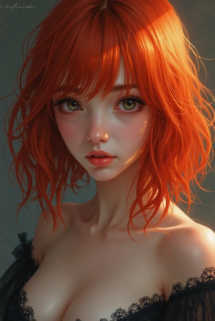 (masterpiece:1.4, best quality), (intricate details), unity 8k wallpaper, ultra detailed, beautiful and aesthetic, perfect lighting, (1girl), (red hair, blue eyes, medium breasts),, dynamic pose, dynamic angle, lipstick, slim, slim body, medium breasts, , detailed background, realistic, solo, perfect detailed face, detailed eyes, highly detailed, rolling_eyes, cross-eyed,
