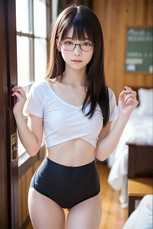 Cute Japanese Femboy、wear glasses、fine and beautiful eyes、beautiful black hair、princess cut、very small breasts、Wearing a navy blue school swimsuit from a Japanese school、sheer swimsuit、Erect penis 15cm、His 15cm erect penis is clearly visible through his swimsuit..、Detailed and realistic penis extension、Detailed and realistic testicular swelling、otokonoko, woman'Clothes, Transfeminity, shemale, trap、(masterpiece))), (((8K))), (((realistic))), (((Raw photo))), ((highest quality)), (超High resolution), realistic、Highly realistic and detailed figures、Super Live Action, natural soft light, professional lighting, extremely realistic, (High resolution), best shot、perfect anatomy