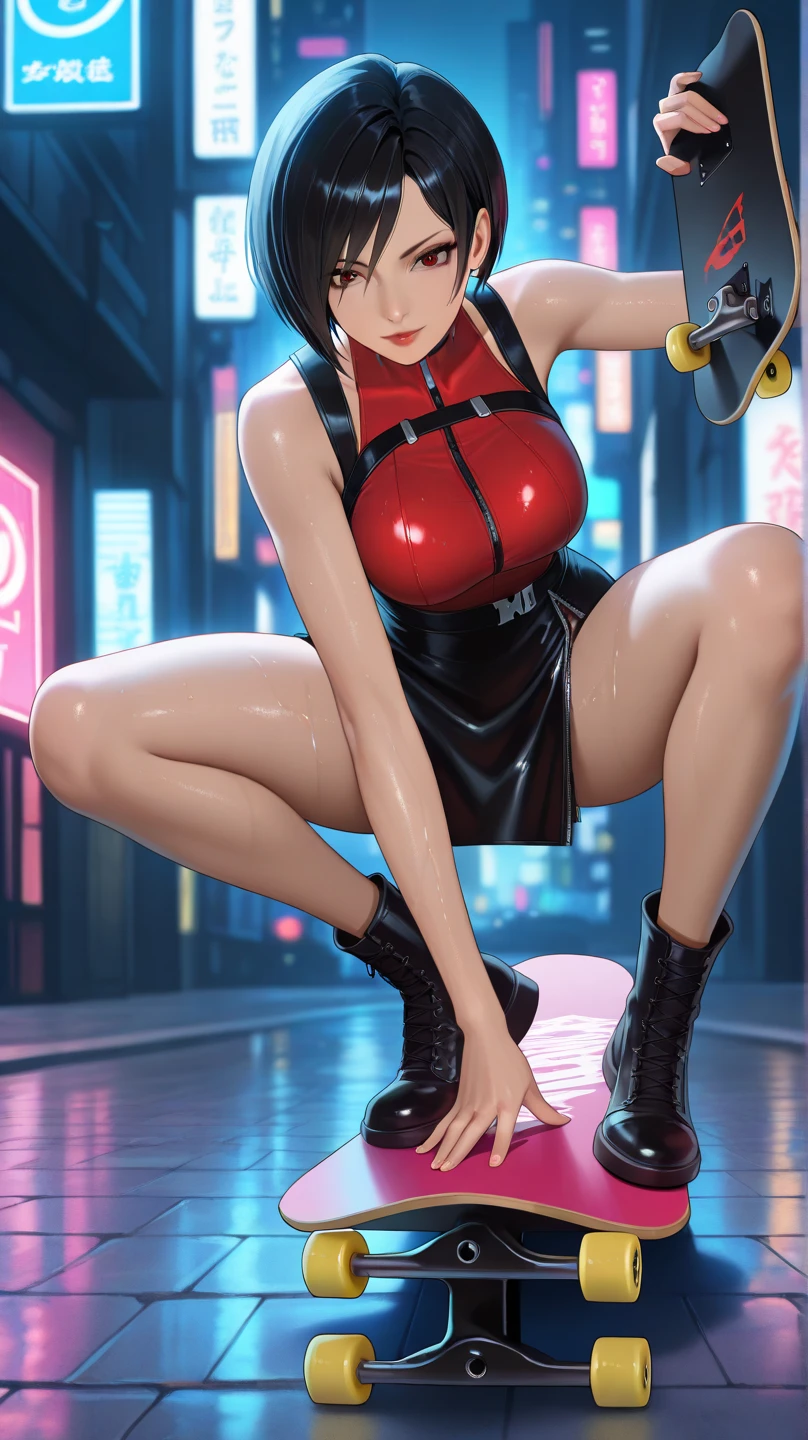 Claire Redfield, naked, squatting, legs apart, tip toes, paw pose, embarrassed, ashamed, blushing, serious look, sweating, trembling, desnuda, topless, bottomless, bare breasts, bare thighs