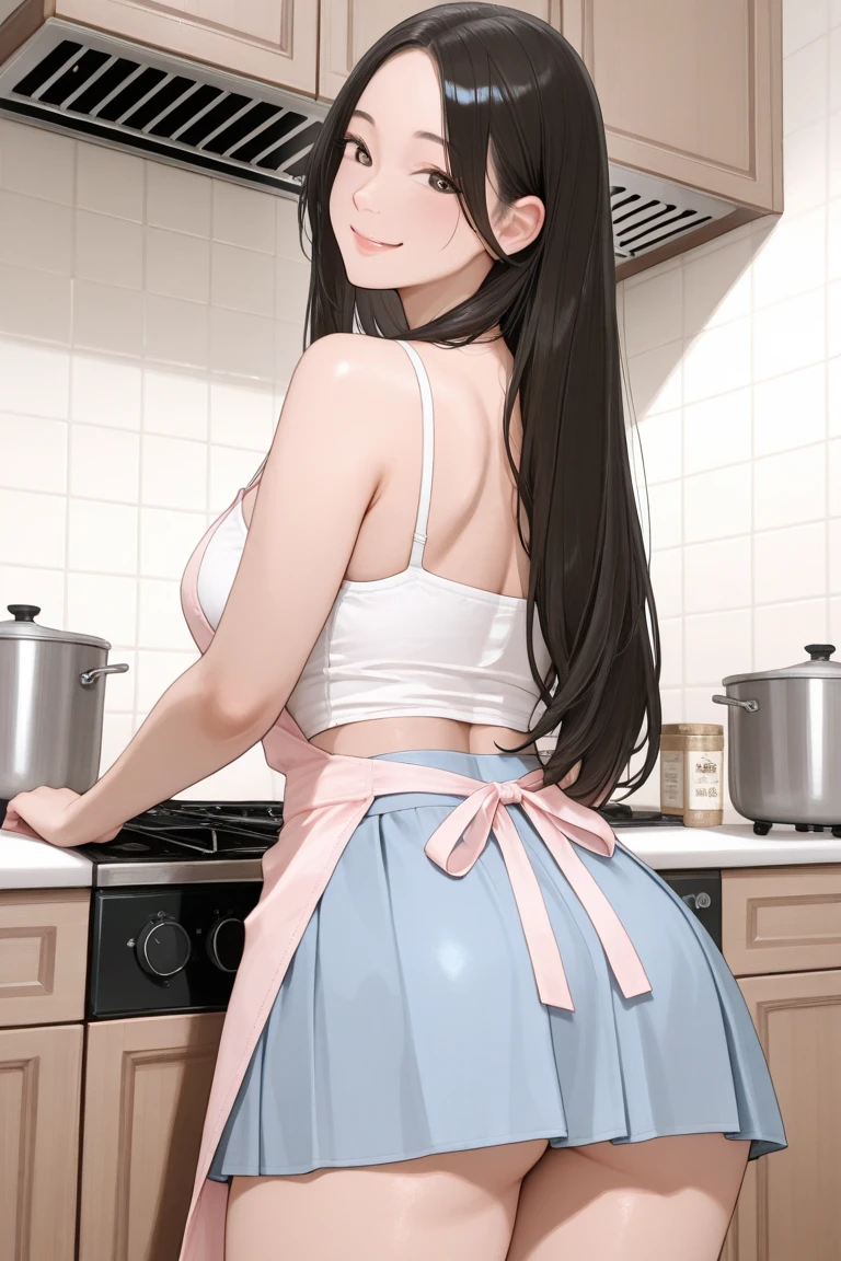 ((portrait))、Lucy Pinder, portrait, maid, masterpiece, 最high quality, high quality, High resolution, ((pose in the kitchen)), (micro mini skirt), (Micro Mini Apron), View from behind、