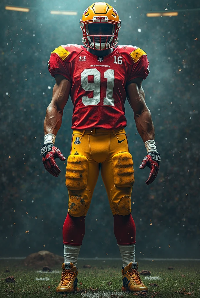 Christian McCaffery in a McDonalds inspired football uniform