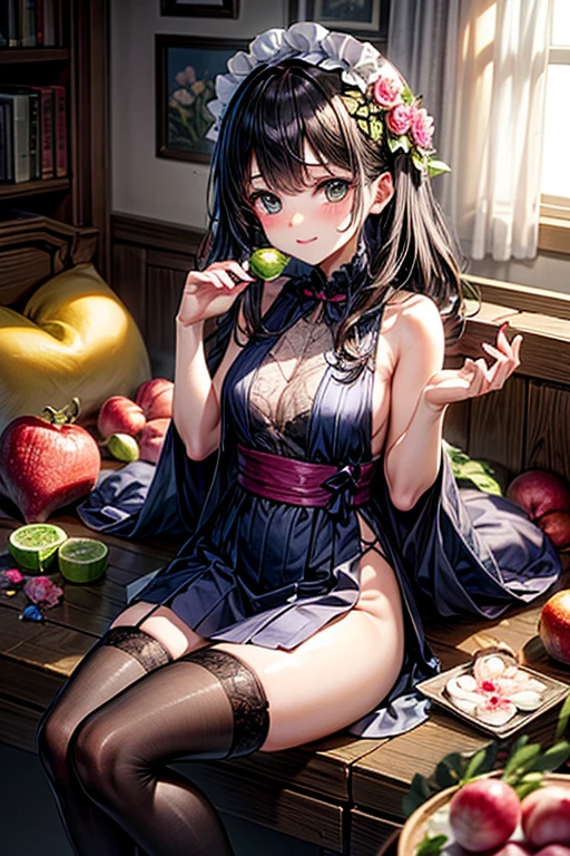 Nyotaimori 、Girl at the dining table、fruits、Whipped cream、Pussy_perfection