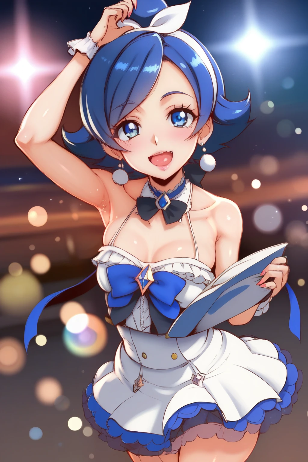 score_9, score_8_up, score_7_up, Source_Anime, nsfw,Pretty Cure,cure white,Young people lower their left leg、Stand up and dance、small、4K、High Quality、realistic、HDR、ultra fine、Experts turn slightly to the right、bright color、Bokeh、Fantasy、Anime,depth of subject,fisheye lens,Bokeh,glitter,Pretty Cureスタイル,