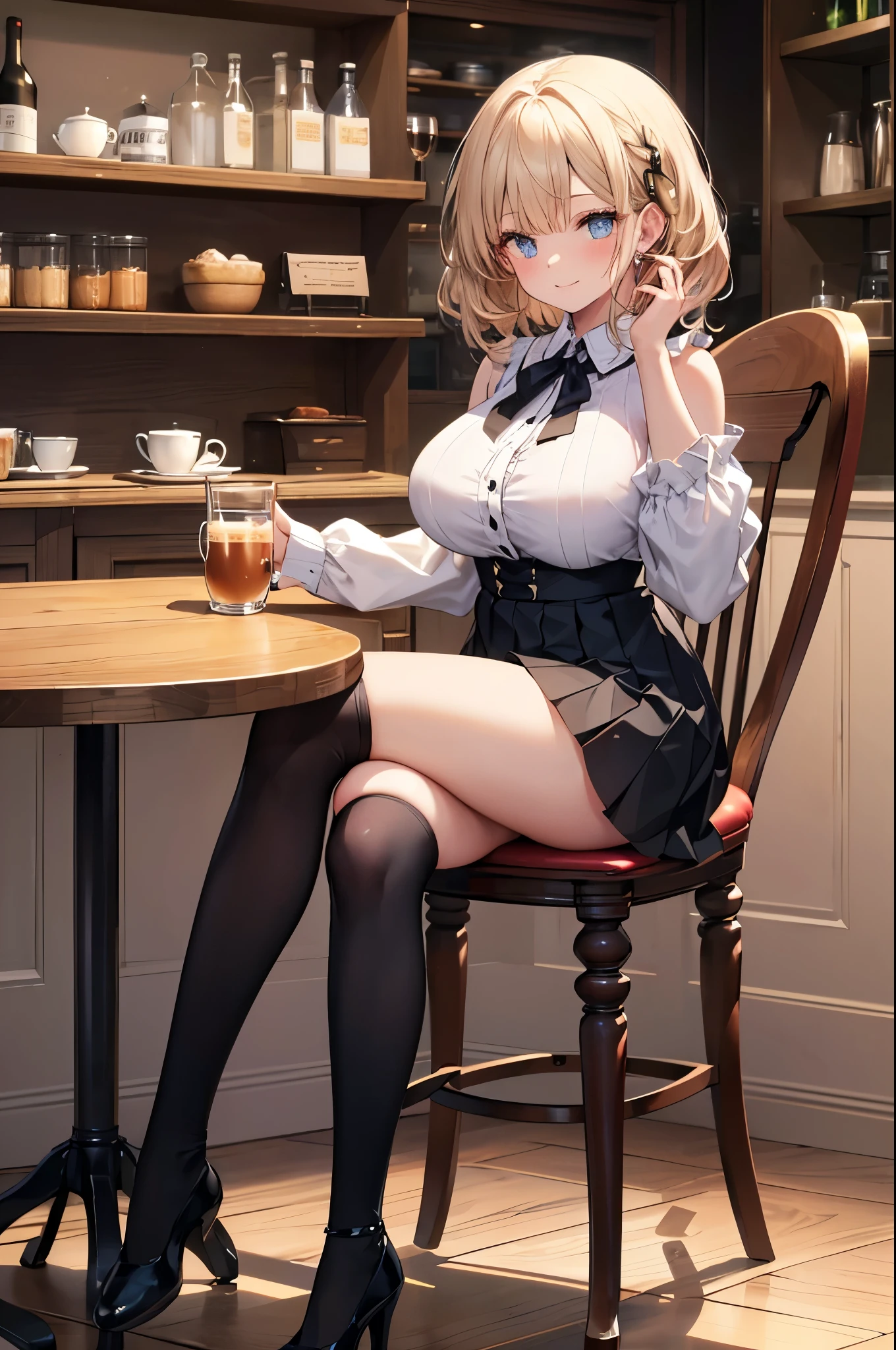 (from above:1.2),(from side:0.9), ((Face)), (Close-Up:0.4), 1female, teacher, wearing a hoodie, bootyshorts, Thicc, small breast, light colored hair, long hair, blue eyes, face to detail, detailed eyes, the background is a pizzaria, smiling, highest quality, (RAW photo:1.2)(Curve,Model,glamor:1.5),Beautiful breasts,(pointed chest:1.0),Farbe_aberration,beautiful detailed shadow,Beautiful eyes,Beautiful body,Beautiful skin,beautifull hands,(medium_breasts:1.5),Brown hair,watching at viewers,black suspenders,Bulging big,breasts,walls: Black miniskirt, garters, Gaze, Small face,bangss,holster,Beautuful Women,hands up,leg holster,Gaze,black boots panty shot, provocation,flank,flank sweat soio,arm,,narrow waist,(with sparkling eyes and a contagious smile),her thin pubic hair, looking at viewer, posed cleavage:1.2,pose muy sexy"
