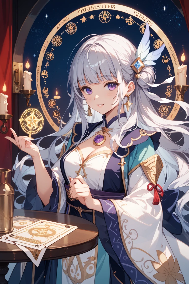 (prompt)="(beautiful+silvery+old-timey) witch creating magic with (glowing candles+shimmering crystals) in an ultra-detailed 8k setting, surrounded by (mystical) tarot cards. "