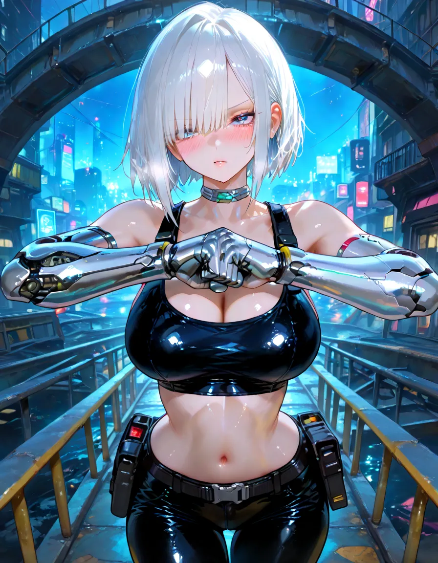 (quality)), ((masterpiece)), Recommended results、Puffy nipples、(see through:1.5)、straighten your back、abdominal muscles、huge bust、angle to floor:1.2、low camera angle、Hair loss on crotch，Hatsune Miku，(cyborg girl),(cyborg girl:1.5),maid android,((1 girl)),((mechanical  girl with extremely charming and beautiful pale nipples blue hair)),

(big breasts:1.4),Breast sagging,(((pale nipples blue bob hair:1.35,Colored inner hair,short hair,ear breathing))),(((toy doll))),((pale nipples white skin,toy doll joints:1.5,Manipulator:1.5)),((silver armor dress,tesla coils)),((maid mechanical toy doll:1.5,body:1.5,metal skin,ball joint,cyborg:1.5, part:1.5,:1.5,Mechanical joint: 1.4,mechanical limbs)),(((pale nipples_blue_Eye:1.3))),complicated Eye,beautiful detailed Eye,symmetrical Eye,((fat)),(((shiny skin:1.5,bright skin: 1.5,shiny skin,very shiny skin,shining body,plastic glitter skin,exaggerated shiny skin,glowing skin,wet leg))),(lower abdomen,Yao Liu,wide hips,detailed body,(Detailed face)),charming,slutty,Seductive maid，,Delicate metal decoration,hat,(maid),sleeveless,mini skirt,boots,_cut out,only_leg,((wet clothes,complicated outfit,complicated clothes,complicated details)),art photography,(Photos taken by sldr),high resolution, sharp focus,(super detailed, Very detailed), (realistic artwork:1.37),(Very detailed CG unity 8k wallpaper),((Synthwave background theme)),(((bright colors))),complicated,(complicated background),(masterpiece),(最好的quality),Perfect face,Perfect facial details,lifelike,analog style,((complicated detail)),(((realism))),