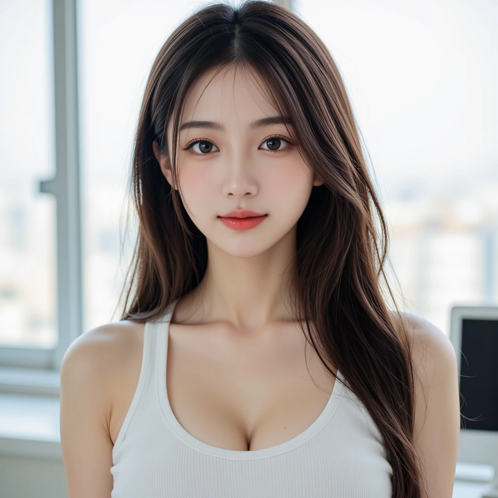 1 Girl,office,Soft Light,Chinese Beauty,Tight Fit,dress,Dark-haired,long hair,