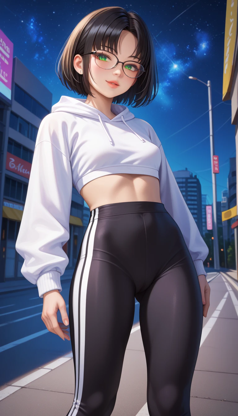 (ultra realistic, highly detailed:1.4), best quality, portrait of an 18 yo. boy, androgynous, short hair, thick fluffy black hair, bedhead, cropped hoodie, midriff, ((longtorso, ltso):1.45), tall