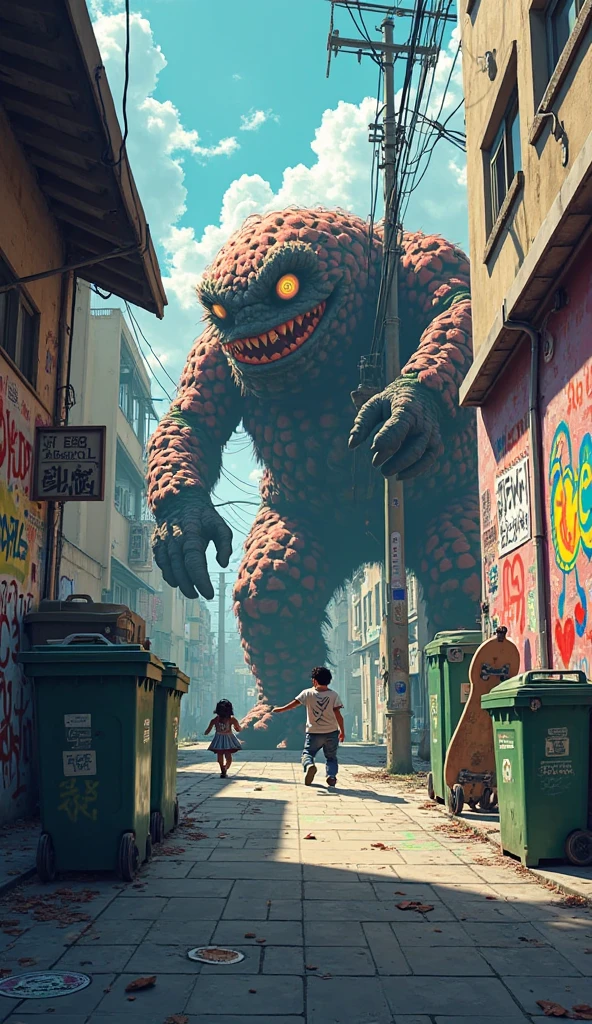 <lora:graffiti:0.8>,graffiti,city street,future city,giant monster,best qualtiy,masterpiece,movie-level quality,