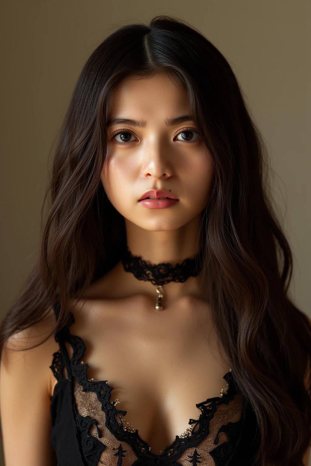(masterpiece:1.0), (best quality:1.4), (ultra highres:1.2), (photorealistic:1.4), (8k, RAW photo:1.2), (hard focus:1.4), 1 young girl, (28yo:1.3), (sharp focus:1.4), (Japanese:0.7), (indian:1.4), detailed beautiful face, black hair, (detailed maid crothes:1.4), (lace choker:1.2), beautiful white shiny humid skin, portrait