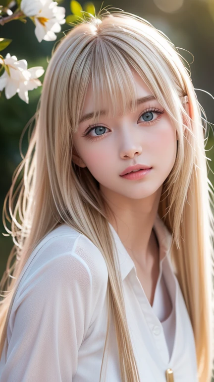 windy blonde hair、Sexy and beautiful、Very cute face、very long and beautiful straight blonde hair、Shiny and dazzling bright blonde hair、Very cute beautiful face、Sexy and cute beauty 1、Her bright pearl green eyes are cute、Beautiful transparent skin、Long bangs cover cute features、Beautiful babe with clear, beautiful dark blonde silky hair