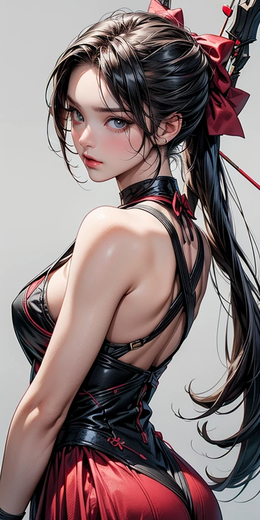perfectart:ultra-detailed,highres,photorealistic,oriental ninja girl,beautiful detailed eyes,beautiful detailed lips,extremely detailed eyes and face,longeyelashes,[mask],[big breasts],black kurta,armed with katanas,striking a dynamic pose,stunning garden scenery,traditional japanese architecture,subtle lighting,subtle color palette,delicate cherry blossom petals,thin wisps of smoke swirling in the air,hint of mystery and danger,an atmosphere of tranquility and strength