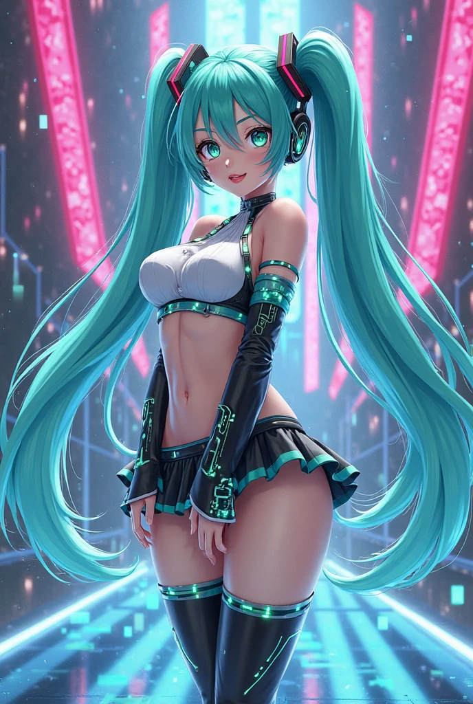 Hatsune Miku disguised as dark magician gils. Pose sexy y sensual