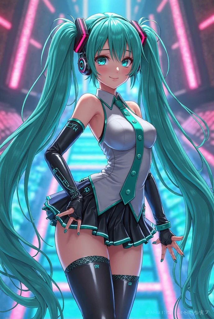 Hatsune Miku disfrazada de dark magician gils.