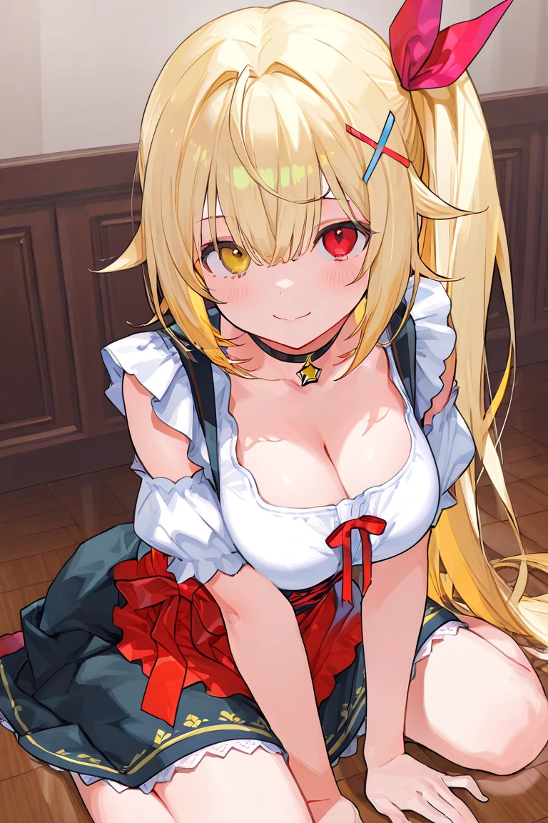 ((Highest quality, 8k, masterpiece :1.3)), One person,Ahoge, Shortcuts, smile, Close your mouth,Clasp your hands in front of your chest.,Huge breasts,Red eyes, Bunny ears, Blonde,