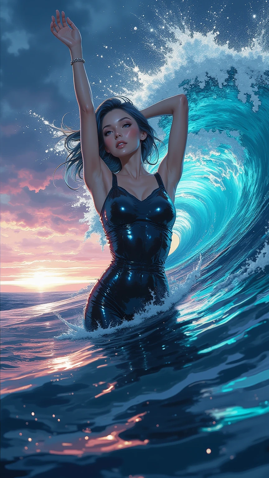 Colorful beautiful woman: a giru 20-years old, messy hair, oil painting, nice perfect face with soft skinice perfect face, blue yellow colors, light purple and violet additions, light red additions, intricate detail, splash screen, (nipples) 8k resolution, masterpiece, cute face,artstation digital painting smooth veryBlack ink flow: 8k resolution photorealistic masterpiece: intricately detailed fluid gouache painting: by Jean Baptiste Mongue: calligraphy: acrylic: watercolor art, professional photography, natural lighting, volumetric lighting maximalist photoillustration: by marton bobzert:, complex, elegant, expansive, fantastical, wavy hair, vibrant