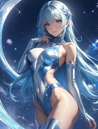 ((​masterpiece、top-quality:1.5、a high chroma:1.5、ultra-detailliert、high-resolution illustrations:1.5、Ultra-high-definition CG、8k size wallpaper、offcial art))、,(highly colorful:1.5),(front view:1.5),(1girl),(Cute little girl:1.5)、(Shining blue eyes:1.5),(Beautiful face:1.5,Beautiful eyes:1.5)、(close to viewer:1.5),(Shining blue eyes:1.8)、
(glare:1.3)、(sexy body),(optical　ultra-thin super heroine:1.5), (Beautiful optical　ultra-thin super heroine in every detail),(a halo shines),(medium breasts:1.5),(Shining blue eyes:1.8)、(cowboy shot:1.5)、(stylish pose:1.5), colourfull、