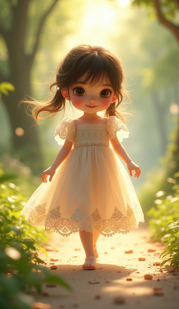 Young girl lifting skirt