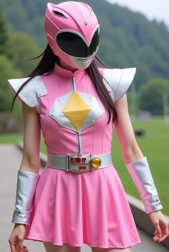 ((One Girl)), alone, ((Full face helmet that does not expose your face or hair)), (Power Ranger, Pink outfit),(Thick and intricate lines drawn on the chest), Suit side lines, belt, the suit is pink、Long gloves and boots are white,Ultra mini skirt,(No stockings:1.2), (Very shiny helmet and suit), 3D Helmet,Perfect balance,Perfect lighting, Tabletop,Highest quality, 超High resolution,4K,Very detailed, photograph, 8k, Hmph, High resolution, Absurd:1.2, 400 for Kodak Port, Film Grain, Lens flare,プロのphotograph撮影, ((Anatomically correct)), Plein Air,forest,(photographのためのセクシーなポーズ:1.4),Large Breasts,Cleavage,Erect nipples,Camel Toe,Spread your legs,From below,(Nipples are visible through the:1.2),
