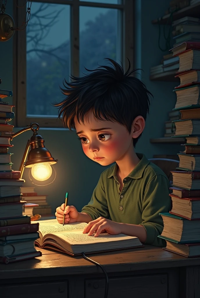 Create an image of a child studying depression 