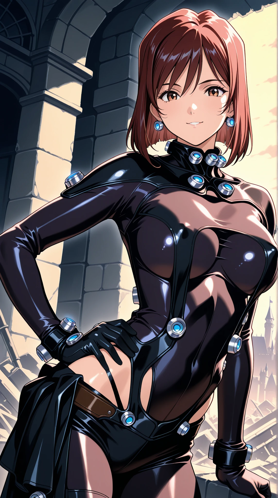 (4K,Masterpiece,Best Quality,super Detail,High Details,Textured Skin,Highres,Anatomically Correct).
- Character Name: Mary
- Physical description:
 - Age: 35 years old
 - Hair: brown hair, short and straight
 - Green eyes
 - Clear Skin
 - Height: 1.70m
 - Body Type: Generous bust,Large breasts,Full breasts,Slim waist,Well-defined waist,Smooth curves,Well defined hips,Proportional hips,Erotic curves
 - Clothes: white t-shirt with a small logo on the chest, tight blue jeans, white sneakers
 - Distinctive features: small black dot on left cheek
- Setting: [A dimly lit luxurious and sensual double bedroom]
- Actions: [She must be standing in front of the bed in the room in a confident position displaying her body with pride and expectation]
- Tags: physical consistency, same appearance, same character.

