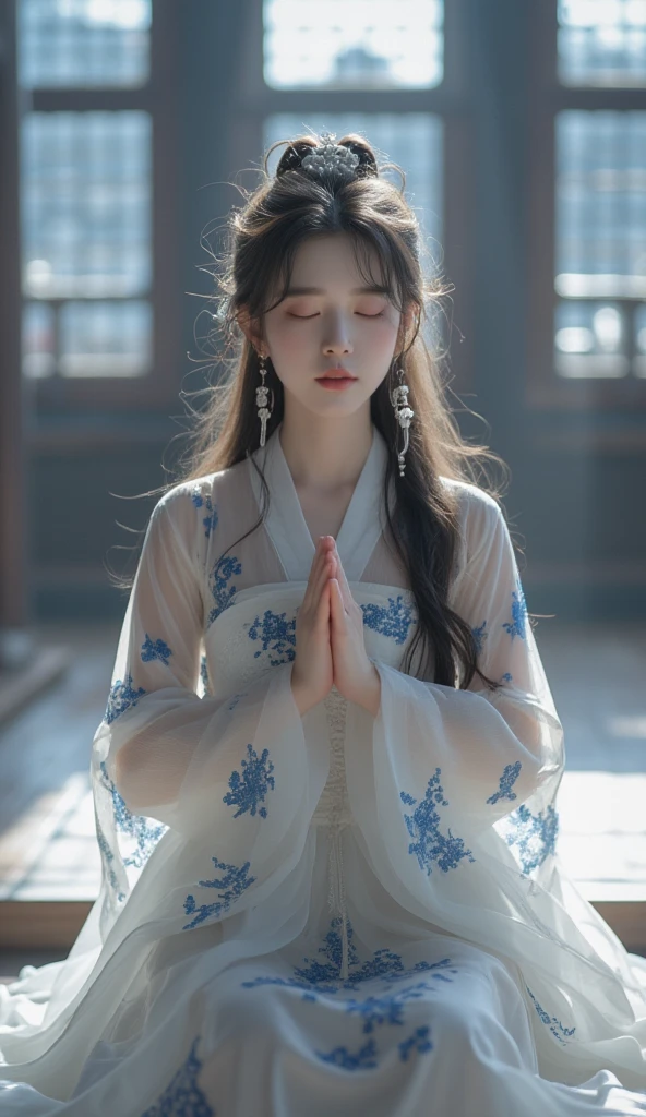(RAW shooting, 32k:1.5, highest quality, masterpiece, Ultra-high resolution), (Night outdoors, Dramatic moonlight:0.9, Mysterious World:1.2, Expressions of sadness:1.0), Side Shot, Fractal Art:1.3, Perfect dynamic composition:1.3, Very detailedな肌と顔の質感:1.3, Dynamic flow of water waves:1.3, Dynamic air flow:1.3, The subject is observed from a distance, elegant and sophisticated:0.5, Fair skin, Incredibly slim body:0.9, Very beautiful face, Water droplets on the skin, (Yoga Wear:1.3, Zazen pose 1.3, Meditation pose:1.3), Very accurate, Very detailed, Big eyes that exude beauty, Beautiful lips, Unreal atmosphere, Earrings, bracelet