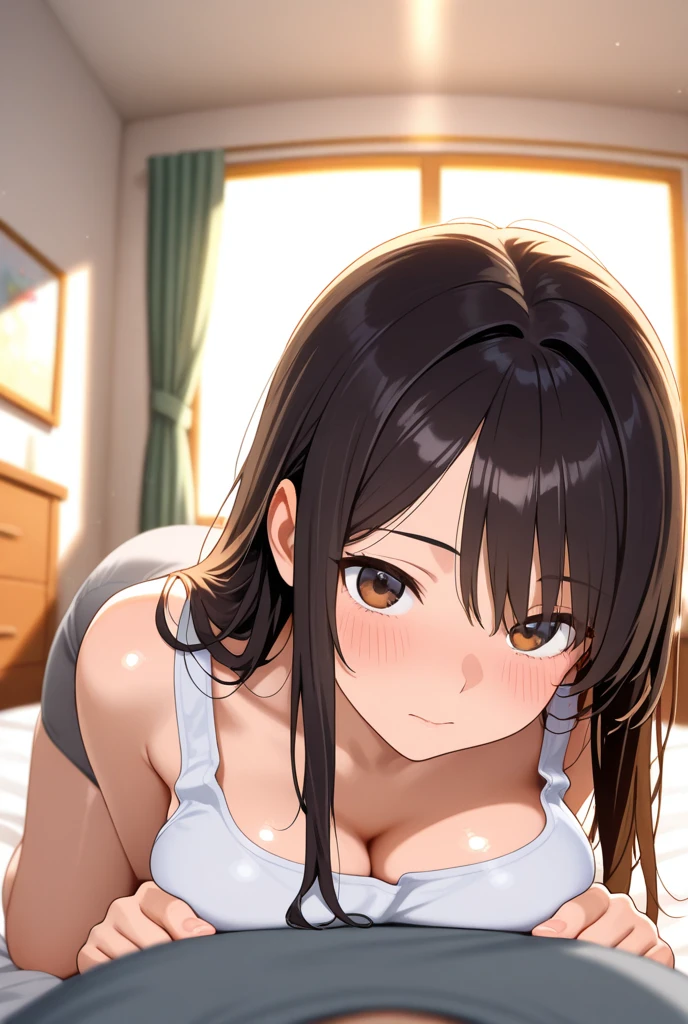 masterpiece, Highest quality, become close, Focus on the characters, Yamada_Anna, (Semi-long hair:1.5), (Brown Hair:1.5)、Completely naked、stringy saliva、kitchen、Ecstatic expression、Oral sex、Naked with an apron、Blowjob、Licking girl #39;s penis、Sucking penis'penis、ひざまずいてpenisを吸う、Married Woman、Wear glasses、Ample breasts、Drooling