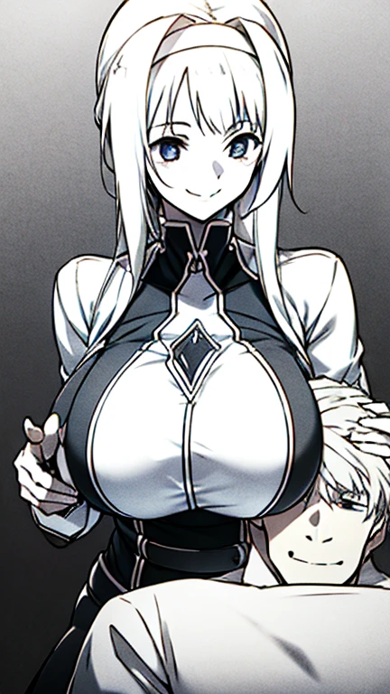 Big, blue skin color, white hair, blue ayes, pointy ears, hyper realistic, ultra detail, high res